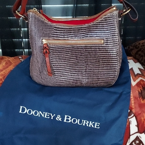 Dooney & Bourke Small Kiley Hobo in Brown Lizard - Picture 2 of 6